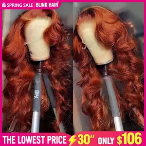 Bling Hair Reddish Brown Wig Body Wave 13x6 HD Lace Frontal Wigs Brown 13x4 HD Lace Front Human Hair Wigs For Women 100% Human Hair