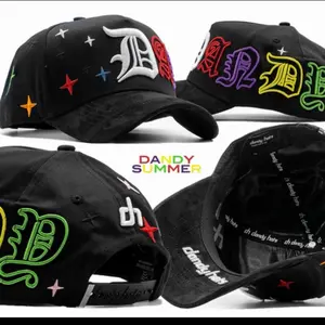 Dandy Summer Brand Black Cap with Colorful Lettering and Stars for Stylish Outfits