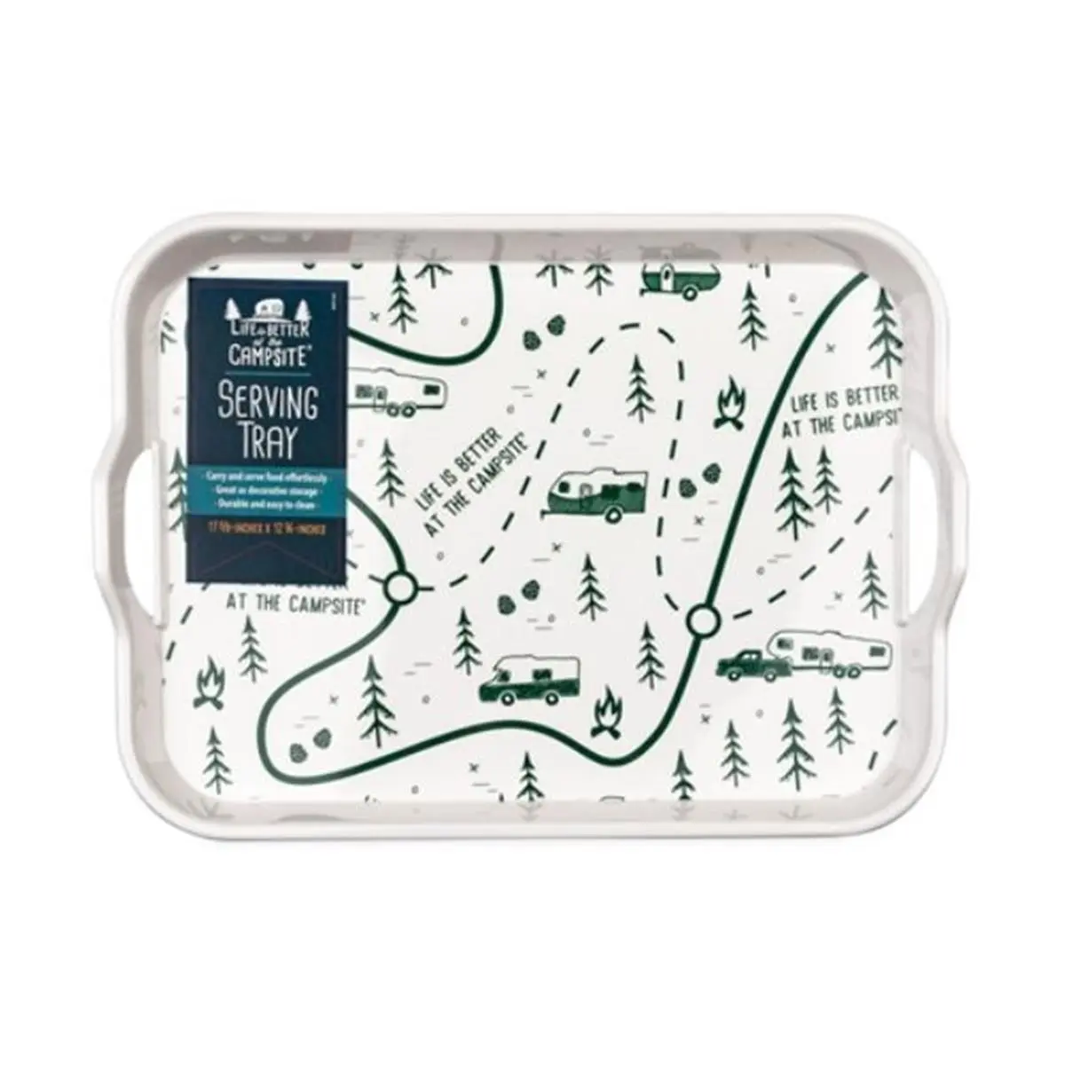 Camco 53488 Thickened Melamine RV Serving Tray - Map Design, Durable Melamine Plates for RV Kitchen Tableware Use, Thickened Melamine Plates