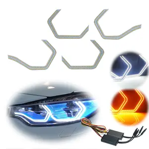 4pcs Switchback Concept M4 Iconic Style LED Angel Eye Kit w/Relay Wirings For BMW,Replace OEM E90 E92 F30 F31 F32 F33 F34 F80 F82 2 3 4 5 Series