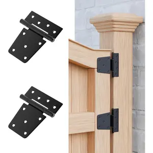 3.5 Inch Heavy Duty Extra Thick Gate Hinges, Black Finish Door Strap Hinge for Wood Fence Barn Door Shed Gate Swing Door, 2 Pack