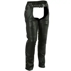 Rider Shield™ Black leather motorcycle chaps - Black