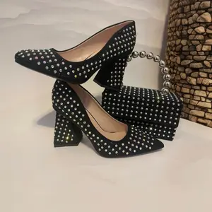 Midnight sparkle rhinestone bedazzled bag and Heels