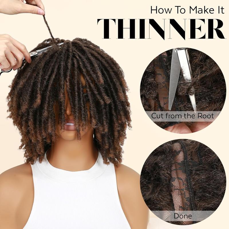 Ourwigs Dreadlock Wig Short Twist Wigs for Women and Men Afro Curly Synthetic Wig Faux Locs Braided Crochet Hair Wig New Year Gifts Wig for Daily Life