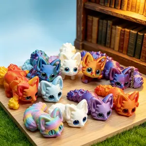 619 Father's Day Gift ！Articulated 3D Printed Fox Fidget Toy, Limited Cute Big Eye Fox Keychain Kids Gift