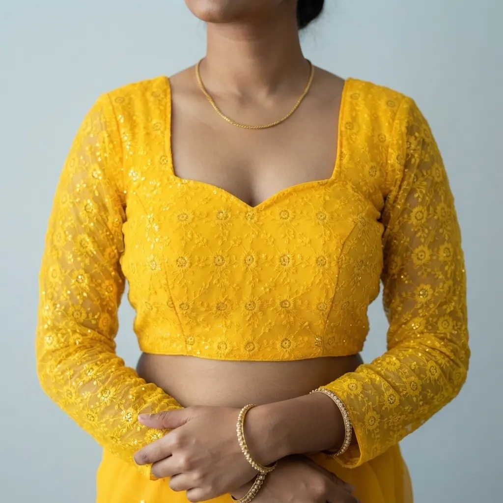 Festive style embroidered and sequined blouse