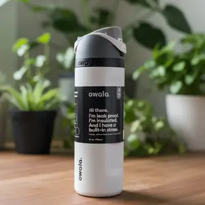 Owala FreeSip 32oz Insulated Stainless Steel Water Bottle – White, Leak Proof, BPA-Free, Double Wall Vacuum Insulated with Built-In Straw
