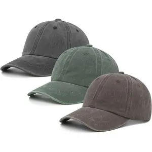 3 Packs Washed Plain Baseball Cap, Retro Adjustable Unstructured Cotton Dad Hats Gift for Men/Women