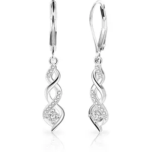 Silver Plating Infinity Drop Earrings for Women, Leverback CZ Dangle Earrings, Long Hanging Jewelry Gift