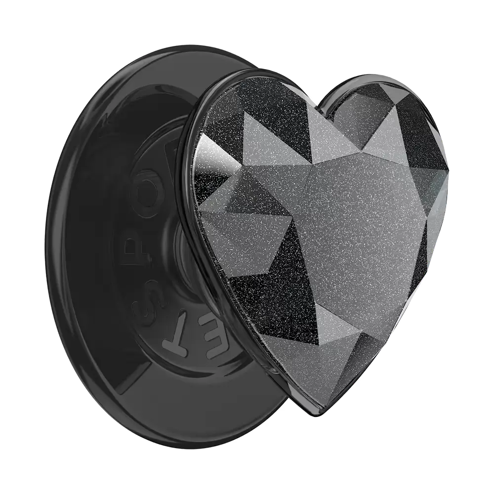 Crystal Heart Black Glitter