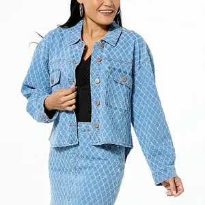 DG2 by Diane Gilman Diamond Laser Relaxed Denim Jacket