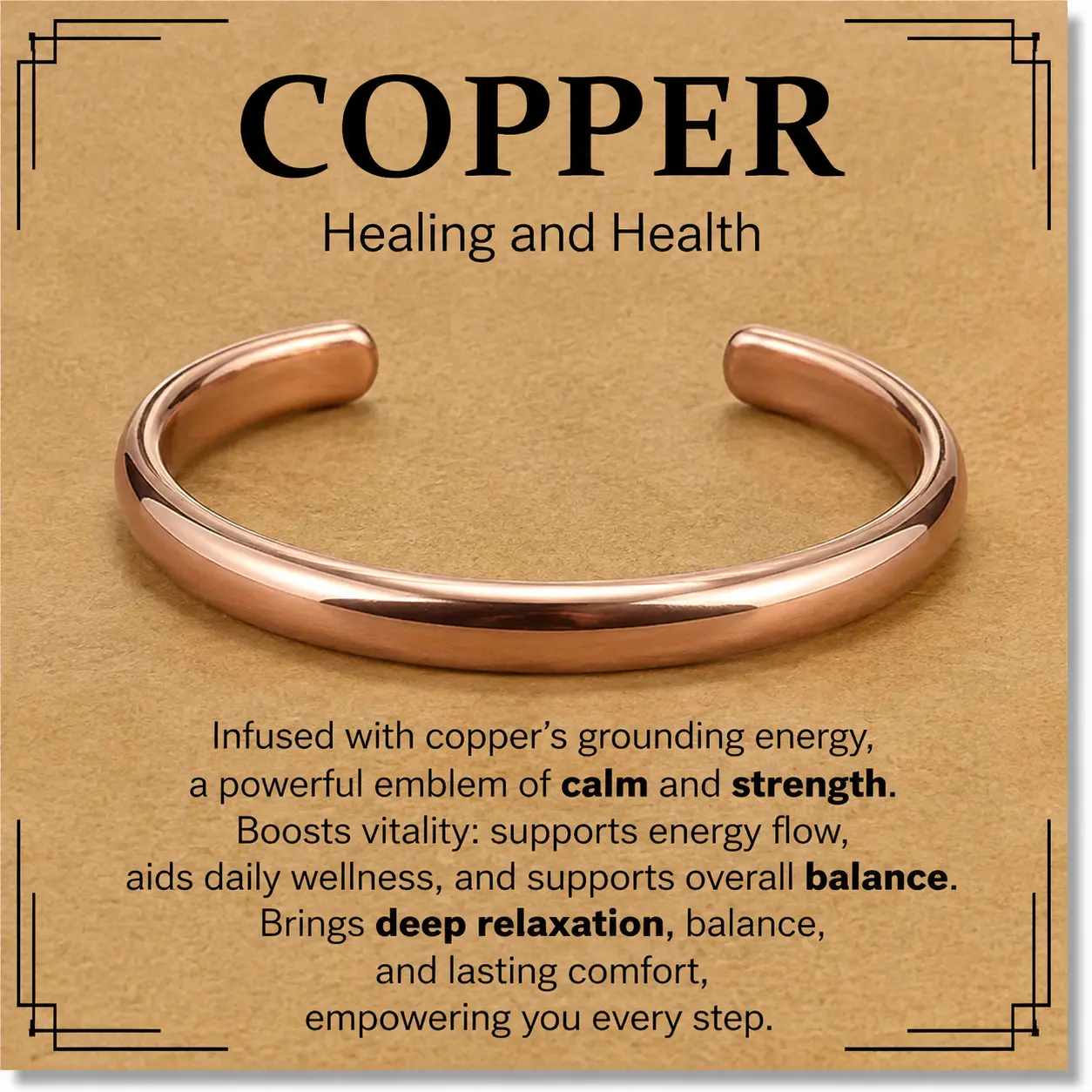 Hand Forged 100% Copper Bracelet. Made with Solid and High Gauge Pure Copper.