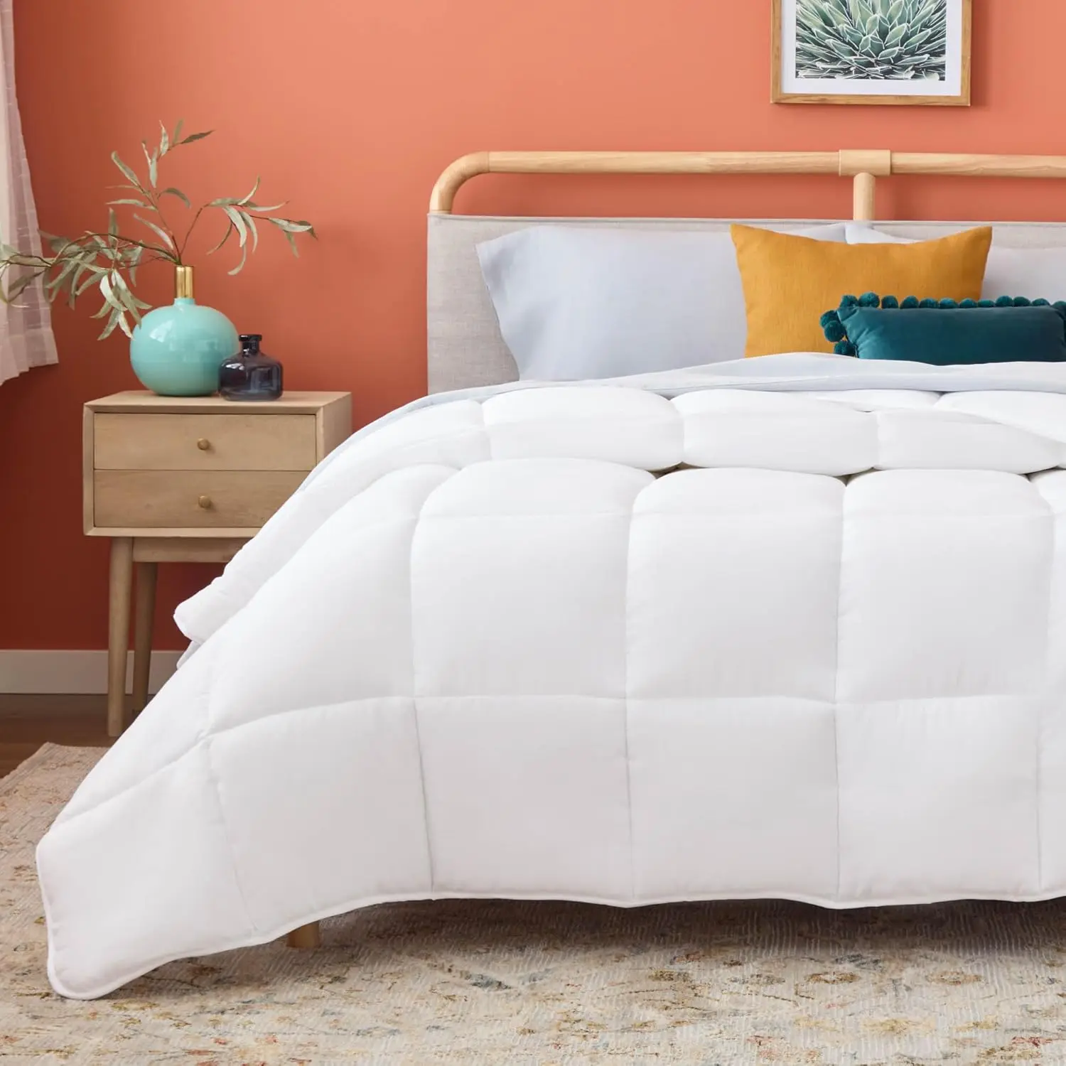 Down Alternative Quilted Comforter - Queen, Twin XL, California King, Full, Oversized King Sizes, Negro/Grafito Color, Microfiber Filling, Box-Stitched Construction, Durable, Machine Washable, All Seasons Bedding