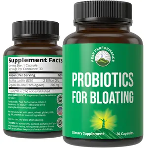 Bloat and Gas Probiotic - Proven Relief with Clinically Studied Bacillus Subtilis BS50 + Prebiotic Fiber - Fast Acting Anti Bloating Pills Supplement - Debloating Capsules for Women and Men