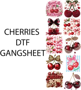 CHERRIES DTF Gangsheet for Shirtmaking, Cherries Print DIY Printmaking Accessory