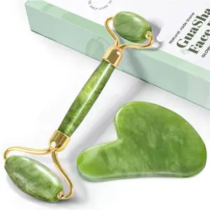 Jade Roller & Gua Sha Facial Tools Set for Face Anti-Aging Lifting Massage, Reduce Puffiness & Wrinkles, Natural Jade Skincare Tools for Face, Neck & Eye