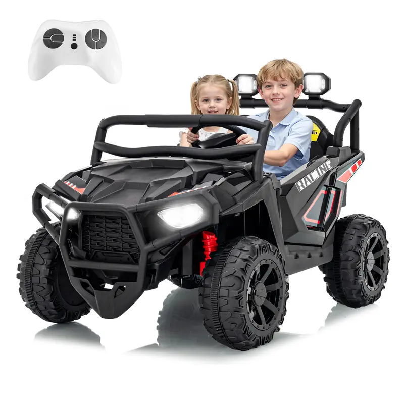 Garvee 24V 2-Seater Kids Electric Ride-On UTV Car – Remote Control – 4-Wheel Suspension – 3 Speeds – LED Lights – Wireless Connection – Battery Powered Truck Toy – For Boys & Girls Ages 2-8 – Purple