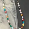 1pc Multicolor Billiard Ball Chain, Beaded Jewelry, Body Jewellery, Punk Y2K Hip-Hop Unisex Design Waist Accessory, Luxury Belt Buckle, Fashionable Men Women Jewelry, Adjustable Waist Chain, Bling Chain