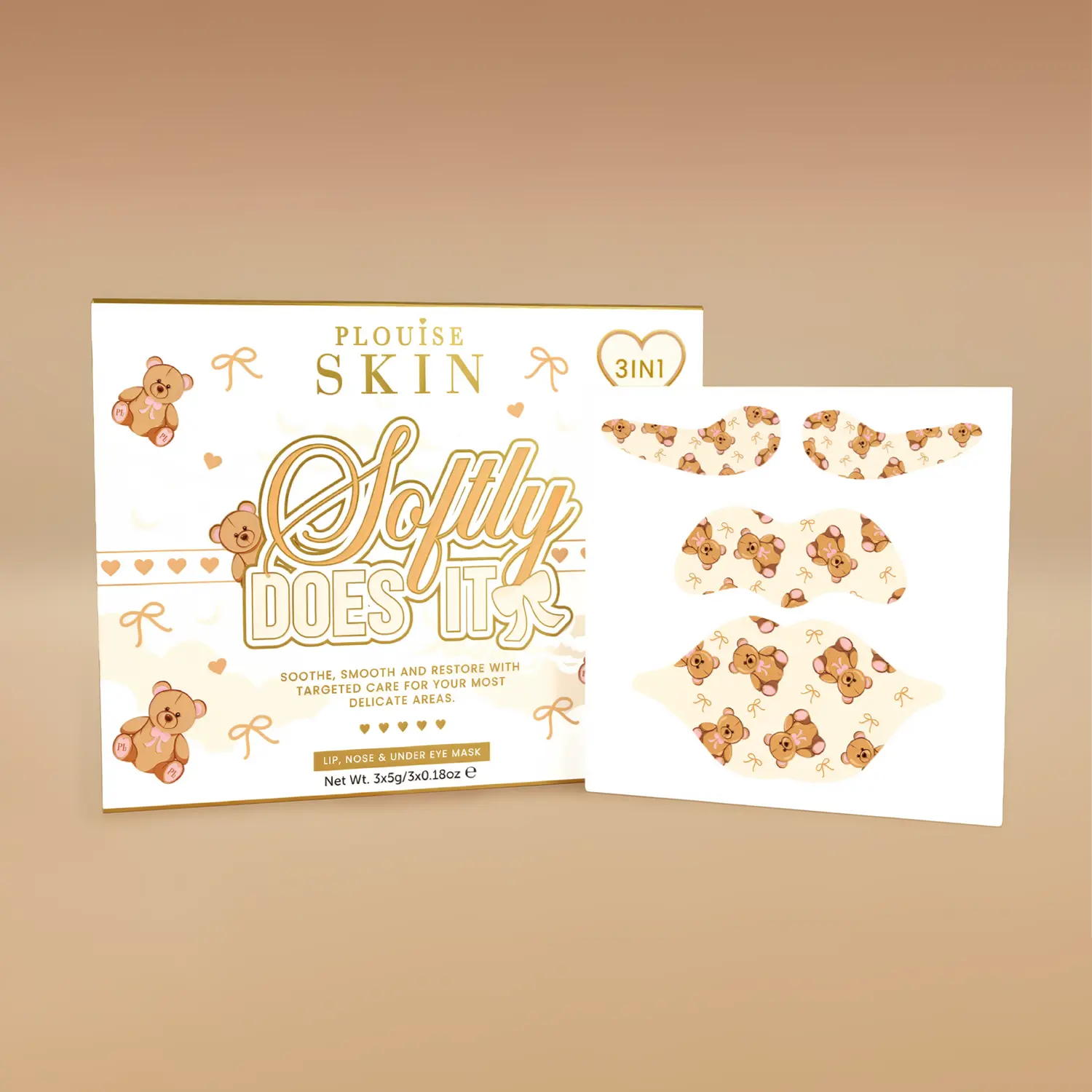 (PRE-ORDER) P.Louise Softly Does It 3-in-1 Lip, Eye & Nose Mask Set - Coconut Cake