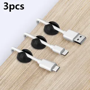 3PCS Cable Organizer Clips – Adhesive Cord Holders for Charging Cables, USB Wires & Earphones, Desk Cable Management Accessories