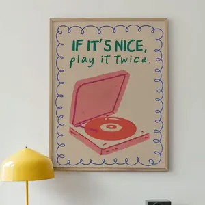 Framed Vintage Vinyl Record Art Print, Song Lyrics Print, Retro Turntable Design for Home Office Decor, Music Theme Wall Art Gift