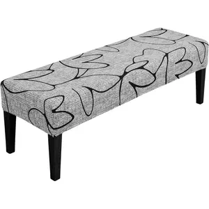 Stretch Dining Bench Cover, Removable Bench Slipcover Washable Bench Seat Protector Rectangle Bench Cover for Dining Room, Living Room, Bedroom, Kitchen (Lotus Gray)