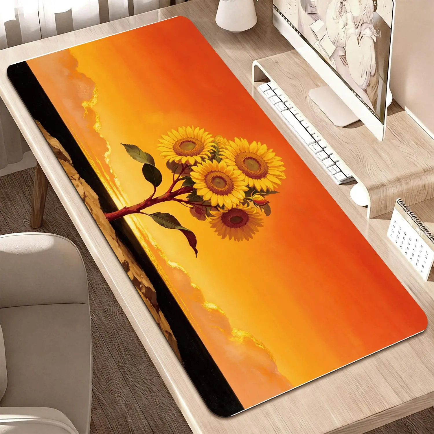 LIVEKEY XXL Extended Desk Mouse Pad (80x40cm) - Vibrant Print Fantasy 3D Banana Design, Plastic Precise Control Surface, Non-Slip Rubber Base, Stitched Edges, Gaming Office Accessory for Gamers