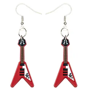 Electric Guitar Earrings Hypoallergenic Silver Plated Fishhooks Yazzle Dazzle Acoustic Fret Bass Solo Shred Axe Music Band