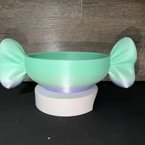 Candy Bowl with Bow Design - Green and Purple Color - Perfect for Parties and Events