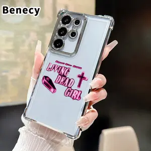 Phone Case Compatible with Samsung Galaxy S23 Ultra S24 Plus S25 S22+ FE Edge Living Dead Girl Pattern Electroplating Transparent Silicone Drop-proof Protective Cover