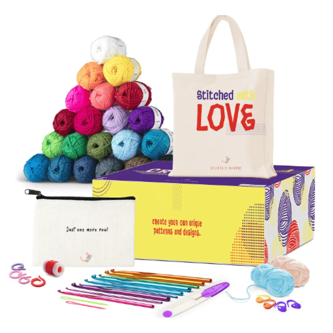 43 Piece Crochet Kit with Yarn Crochet Hooks & Accessories Beginners Crochet Set