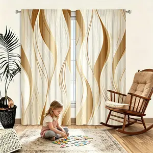 2-piece elegant wave-patterned curtains in semi-lightproof polyester, perfect for unique home decor in living rooms, bedrooms, and dining rooms, Home Decoration Curtain, Window Curtain