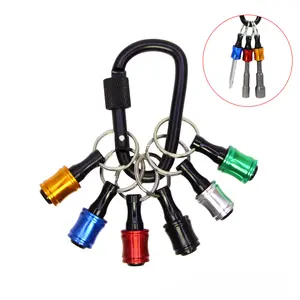 6pcs Colorful Hook Carabiner Keychain Set - Durable Metal, No Power Needed, Quick Release, Lightweight - Ideal for Men & Women’s Home DIY Projects, Drill Bit Organizer for Hand-Held Drills & Screwdrivers