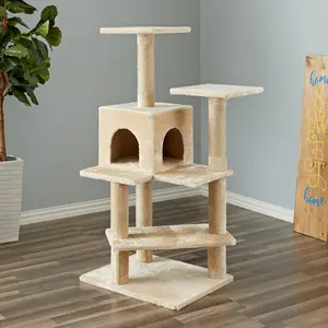 Two by Two Portland - Beige Scratching Post Cat Furniture - 50.8 in. Tall