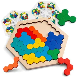 Wooden Honeycomb Puzzle Toy Set, Wooden Jigsaw Puzzle, Educational Colorful Building Blocks for Kids Early Learning, Unisex Children Developmental Gift, Shape Recognition Puzzles, Montessori Puzzles Gift