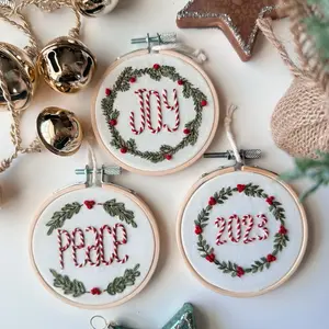 DIY Embroidered Christmas Wreath Ornaments Kit with Video Tutorial - 2026 UPDATE
