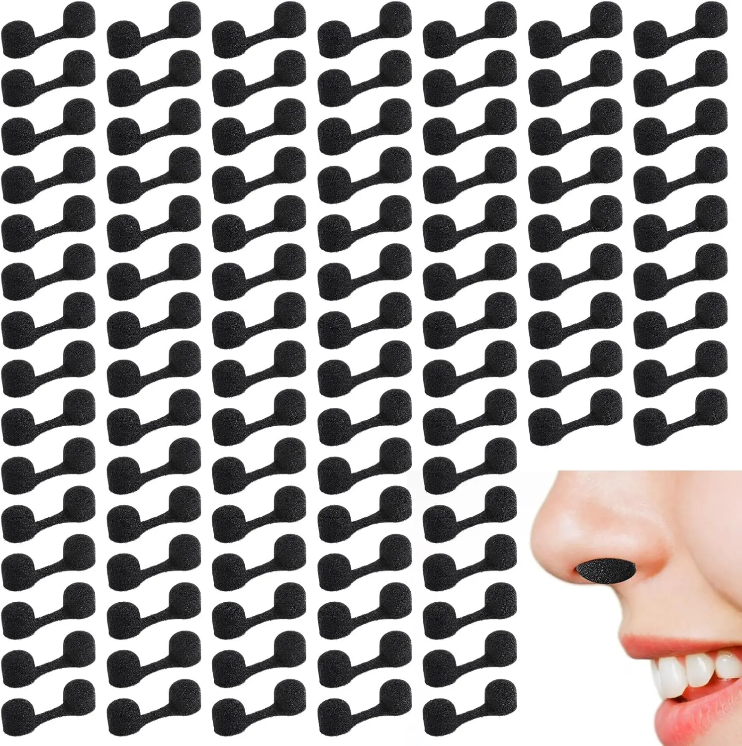 100 Pieces Nose Plug Filter Disposable Nose Dust Filters Bulk Sponge Nostril Filters for Spray Tanning Welding Dust Allergies DustConstruction Areas (Black)