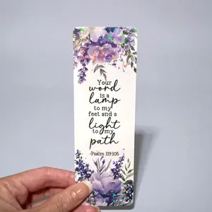 Psalm 119:105 Christian Bookmark with Holographic Finish Featuring Your Word is a Lamp Design 2"x6" Ideal for Bible Lovers & Faith-Based Events reading bookmark