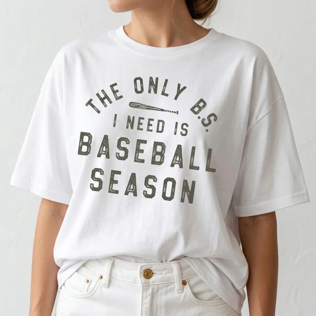 Women's Funny Baseball T-Shirt, Sarcastic Slogan Printed 100% Cotton Top, Unisex Classic Fit Casual Tee for Sports Fans, Fabric, Lady, Chic, Digital Print, Simple, Short Sleeve, Everyday Fit, T Type, Round Neck, Loose-Fit