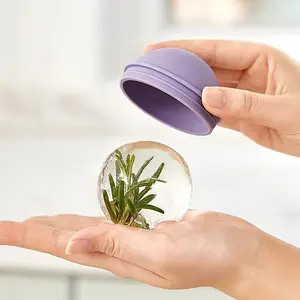 Reusable Silicone Ice Ball Mold, Round Shape Maker, Lamp Bulb Design, Suitable for Whiskey Beer Coffee Juice Water, 2.5 Inch with Lid, Clear Ice Balls