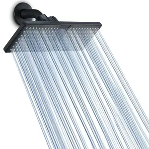 Luxe High-Pressure Rectangle Shower Head, Wall Mount Rain Setting, Polished Abs Plastic, Modern Bathroom Accessory, High Pressure Showerhead