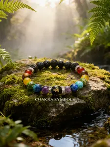 Seven-Color Crystal Meditation Bracelet, Chakra Symbol, Relieves Anxiety, Enhances Focus, Yoga Practice, Daily Wear, Handmade Beads, Beaded Bracelet