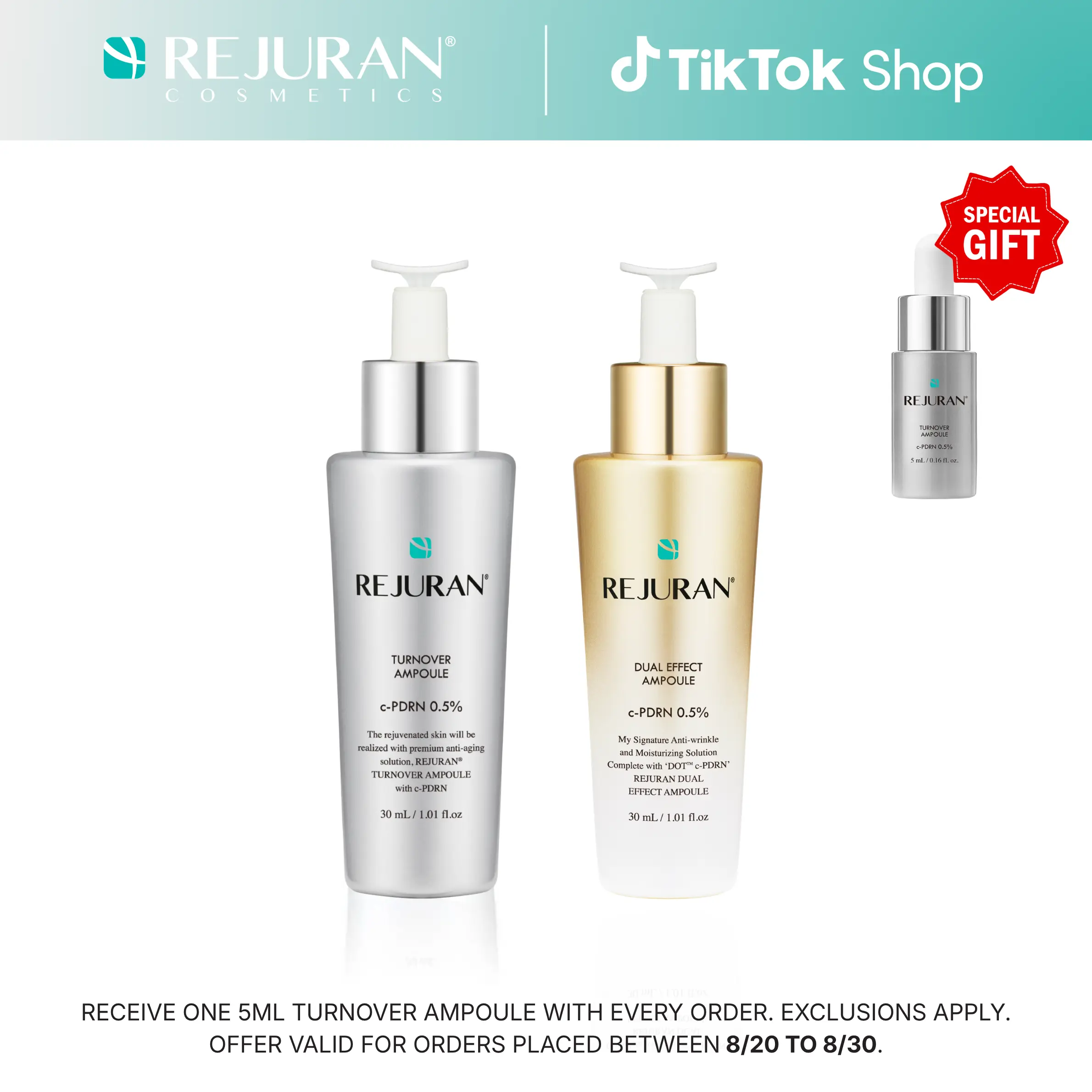 REJURAN Turnover Ampoule 30ml & Dual Effect Ampoule 30ml Bundle REJURAN Turnover Ampoule 30ml & Dual Effect Ampoule 30ml Bundle