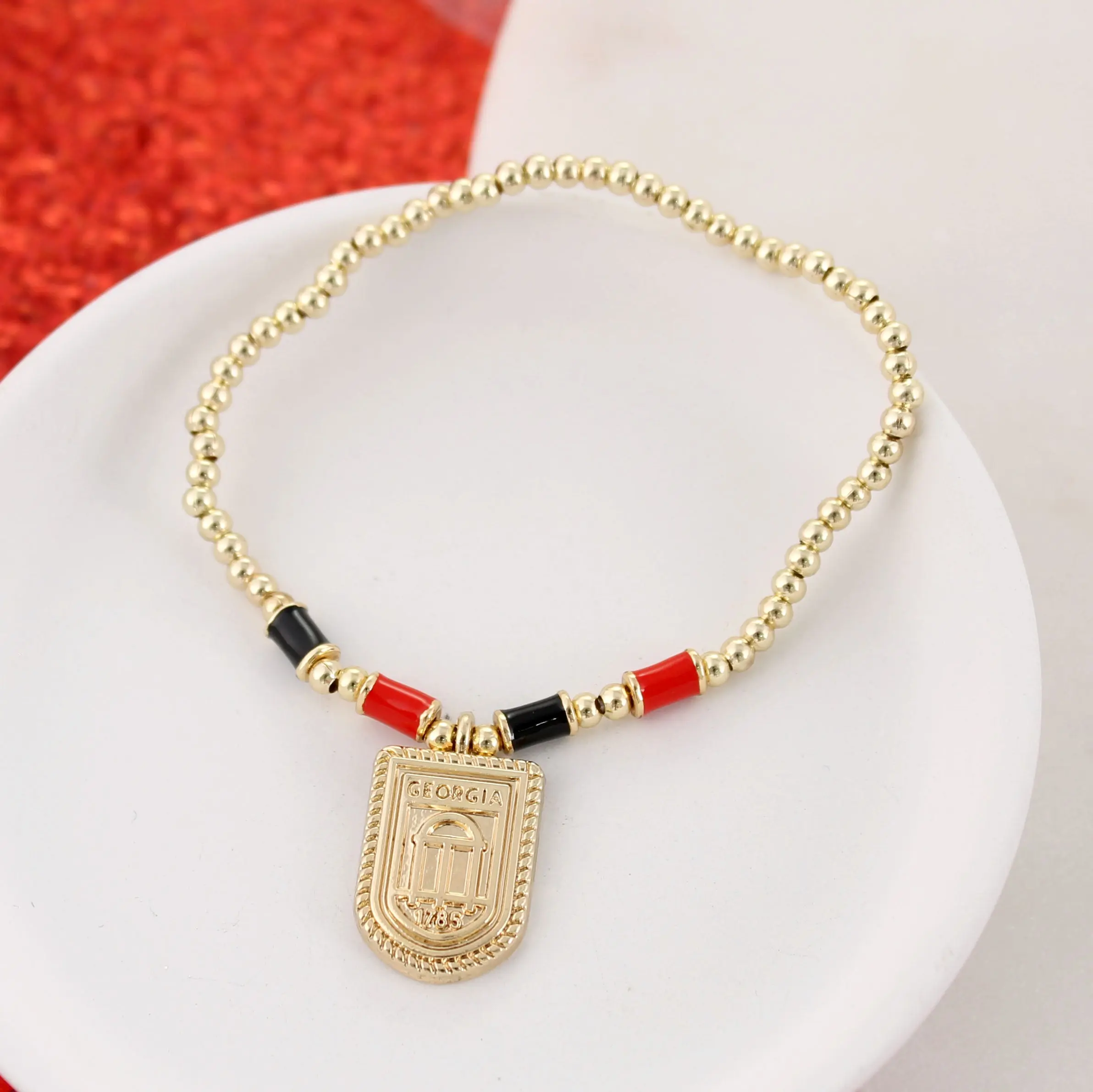 Georgia Gold & Tube Bead Stretch Bracelet
