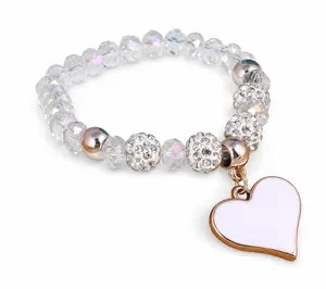 Heart Crystal Bracelet for Women — Beaded Charm Bracelet, Aesthetic Jewelry Gift, Handcrafted
