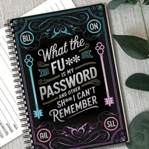 [Fun Password Notebook] 1pc Fun Spiral Password Notebook - "What the F*** is My Password and Other Sh*t I Can't Remember" Cover DesignGift for Women, Friends, Sisters, Home or Office Usernames Memory Journal