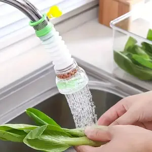 Flexible Faucet Filter with Mineral Ball and Turbine Fan, Water Purifier for Kitchen Sink, Splash-Proof Water Saving Extender, Bathroom & Kitchen Use