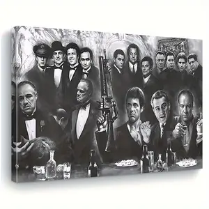 1 Piece Godfather-Inspired Mafia Canvas Wall Art, High-Quality Soft Canvas Material, Waterproof Ink Printing, Durable and Easy to Hang, Suitable for Modern Home Decor, Wall Decoration |   Classic Gang Art |   Soft Canvas Print