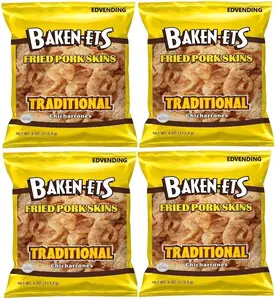 EDVENDING Fried Pork Skins, Traditional, 4 oz. (Pack of 4)