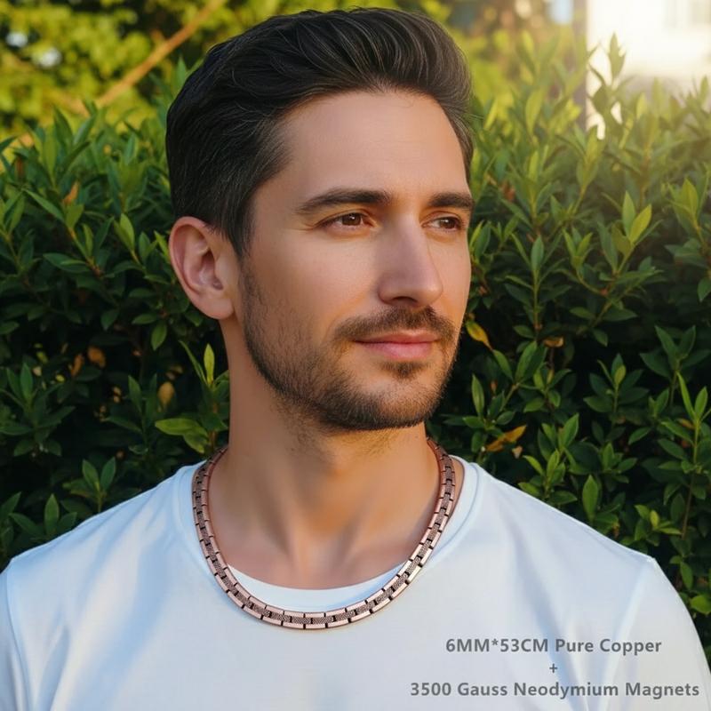 Energy Series Unisex 99% Pure Copper Magnetic Necklace Adjustable Chain Jewelry for Men Women One-Piece Design Gift with Sizing Tool